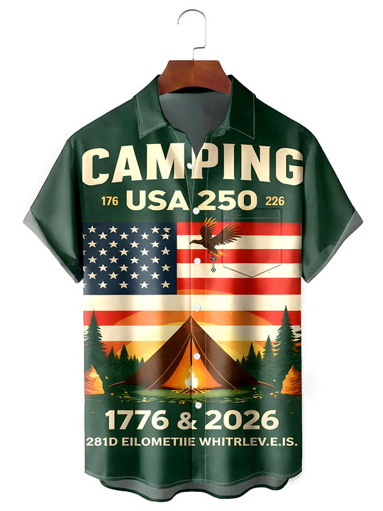 men's Hawaiian shirt front view Independence Day