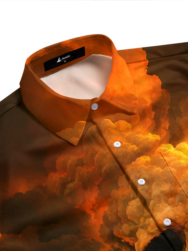 Skull Sunset Men's Pocket Short Sleeve Shirts