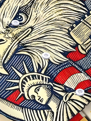 Men's retro eagle print short sleeve shirt flat lay view