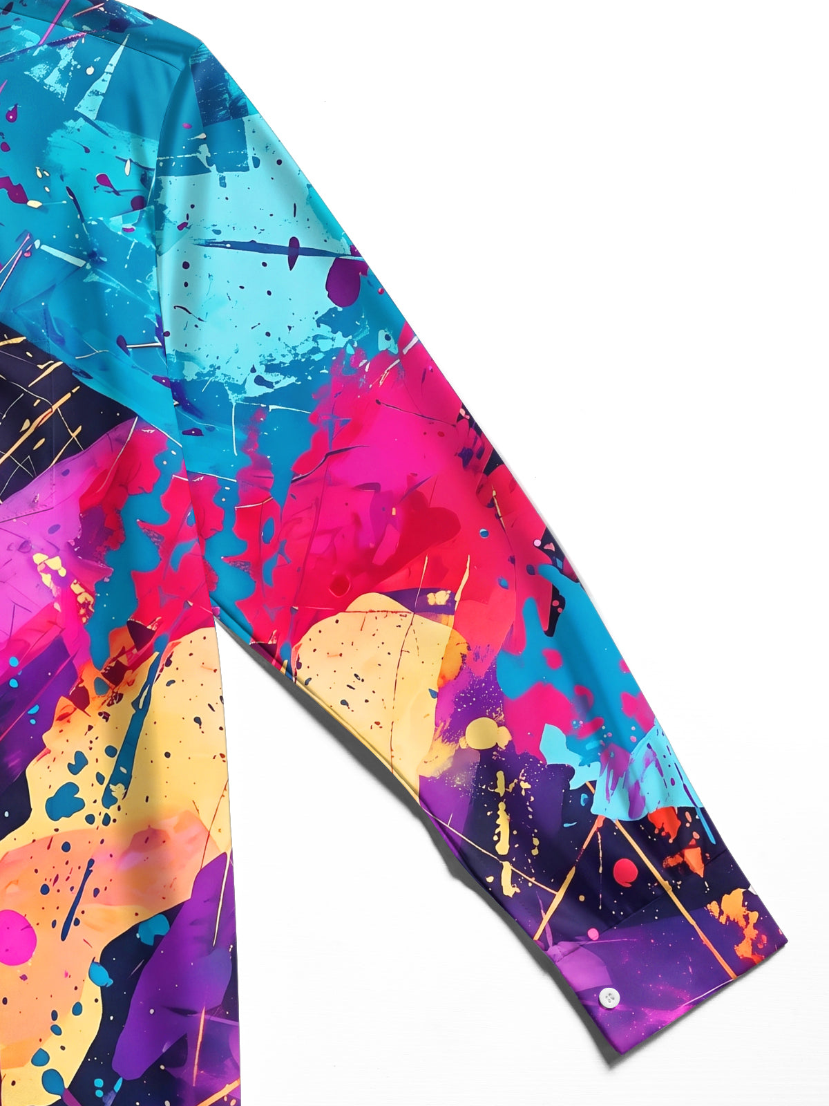 Adaychic Men's Tie Dye Colorful Abstract Paint Splatter Print Long Sleeve Shirt with Chest Pocket