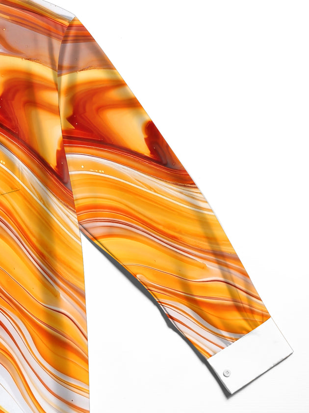 Adaychic Men's Printed Abstract Swirl Pattern Long Sleeve Shirt with Chest Pocket