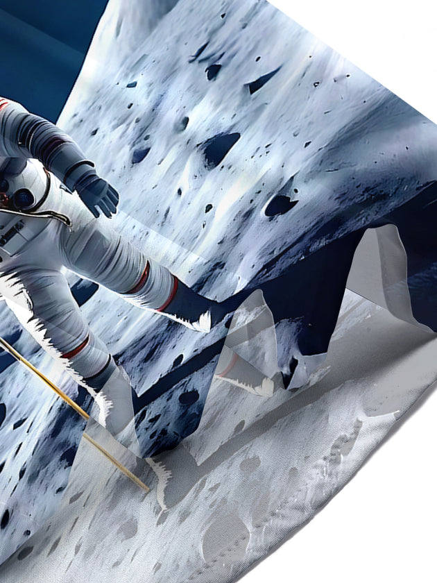 Land On The Moon Men's Pocket Short Sleeve Shirts