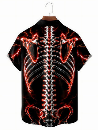 Dark Skull Bone Men's Pocket Short Sleeve Shirts