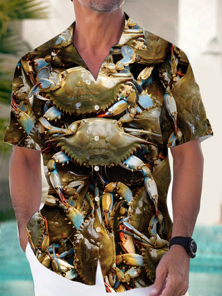 men's retro print shirt front view