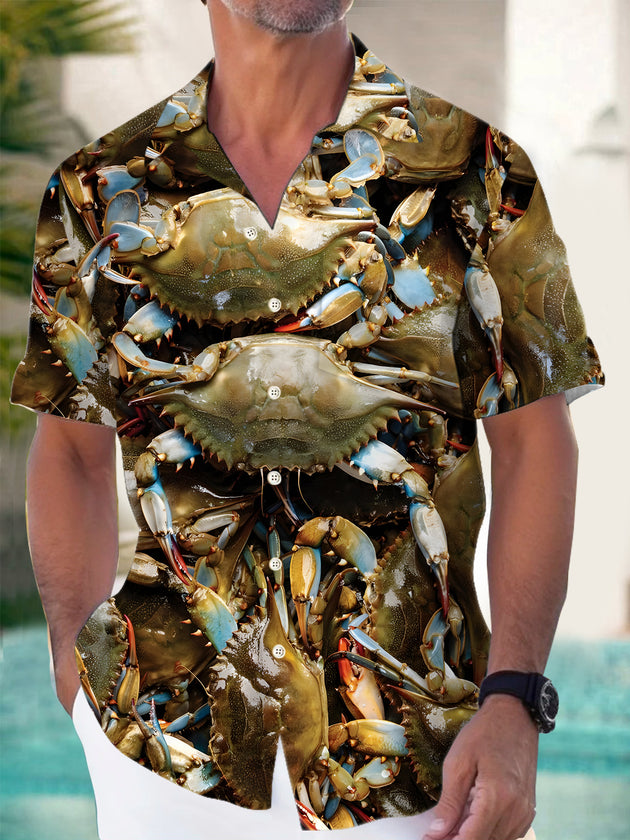 men's retro print shirt front view