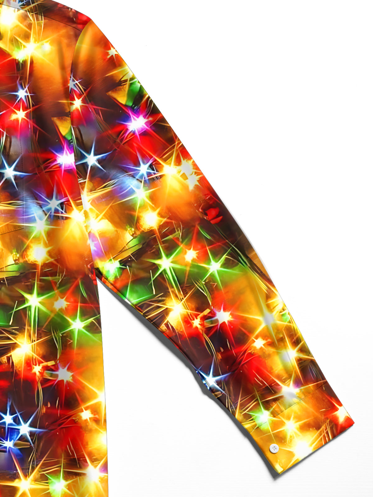 Adaychic Men's Printed Colorful Christmas Lights Print Long Sleeve Shirt with Chest Pocket