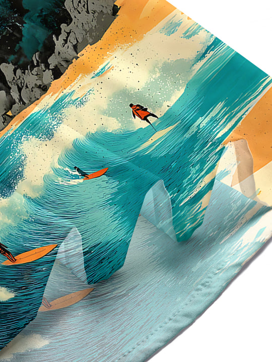 Hawaiian Surfing Men's Pocket Short Sleeve Shirts