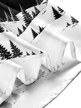 Adaychic Men's Printed Snowy Mountains And Forest Print Long Sleeve Shirt with Chest Pocket