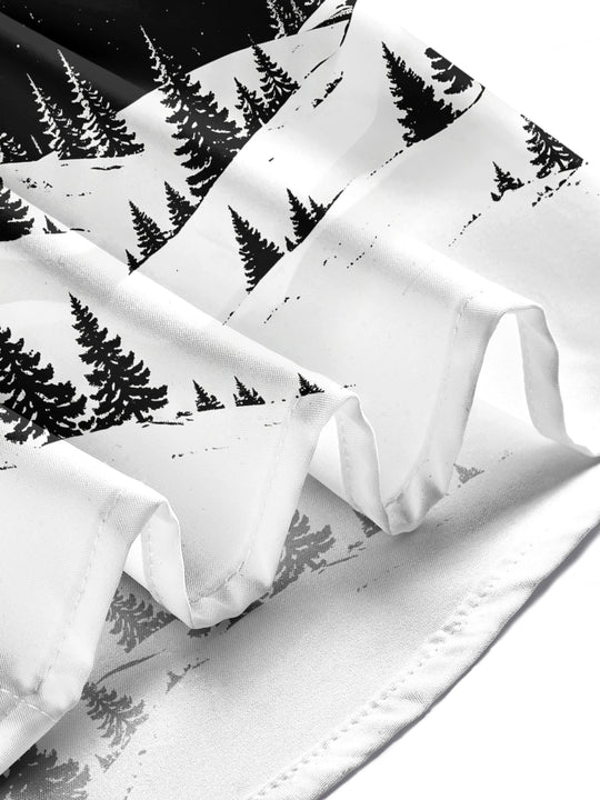 Adaychic Men's Printed Snowy Mountains And Forest Print Long Sleeve Shirt with Chest Pocket