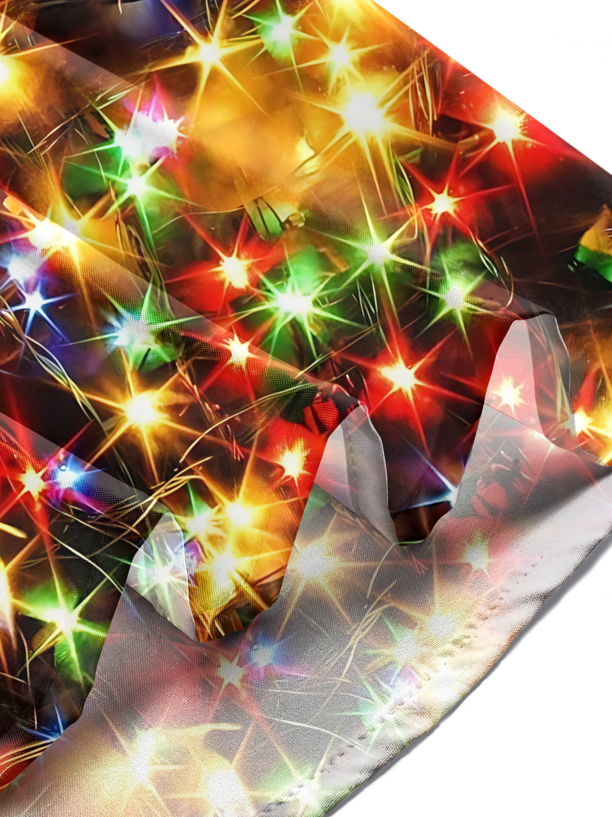 Adaychic Men's Printed Colorful Christmas Lights Print Long Sleeve Shirt with Chest Pocket