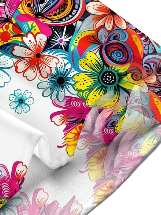Hawaiian Parrot Floral Men's Pocket Short Sleeve Shirts