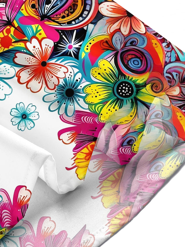 Hawaiian Parrot Floral Men's Pocket Short Sleeve Shirts