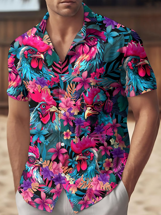men's Hawaiian shirt front view tropical beach vacation