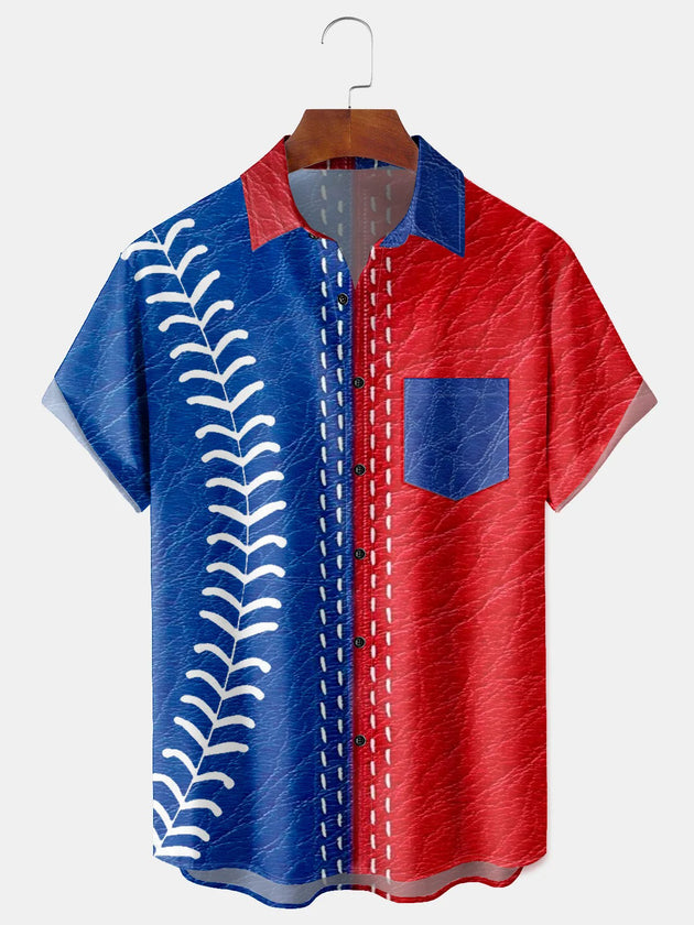 Men's American flag sports print short sleeve shirt front view for Independence Day