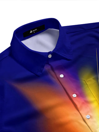 Men's geometric print short sleeve shirt side view