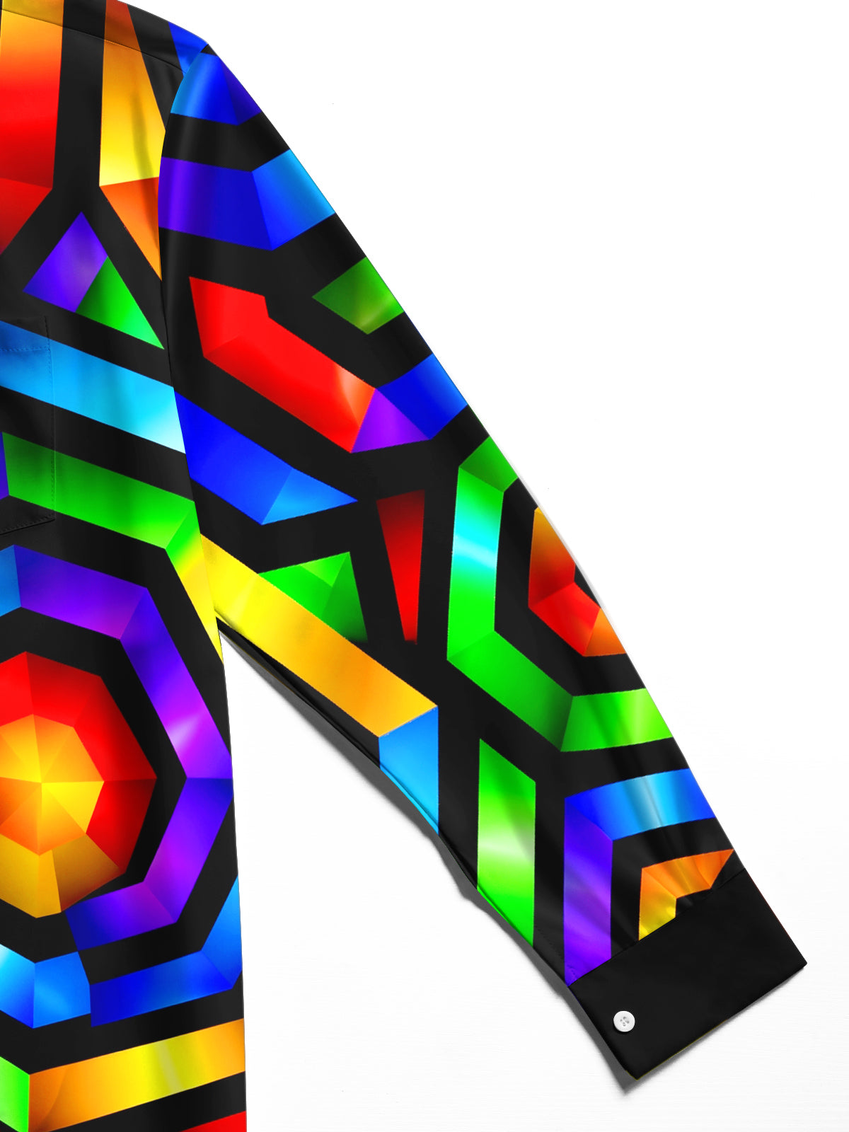Adaychic Men's 3D Neon Geometric 3D Hexagon Pattern Long Sleeve Shirt with Chest Pocket