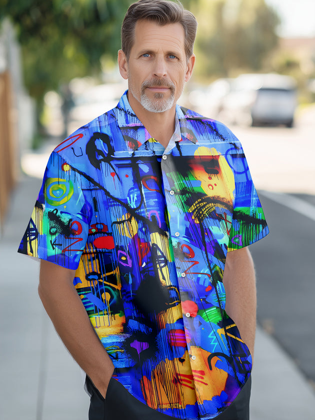 Abstract Men's Pocket Short Sleeve Shirts