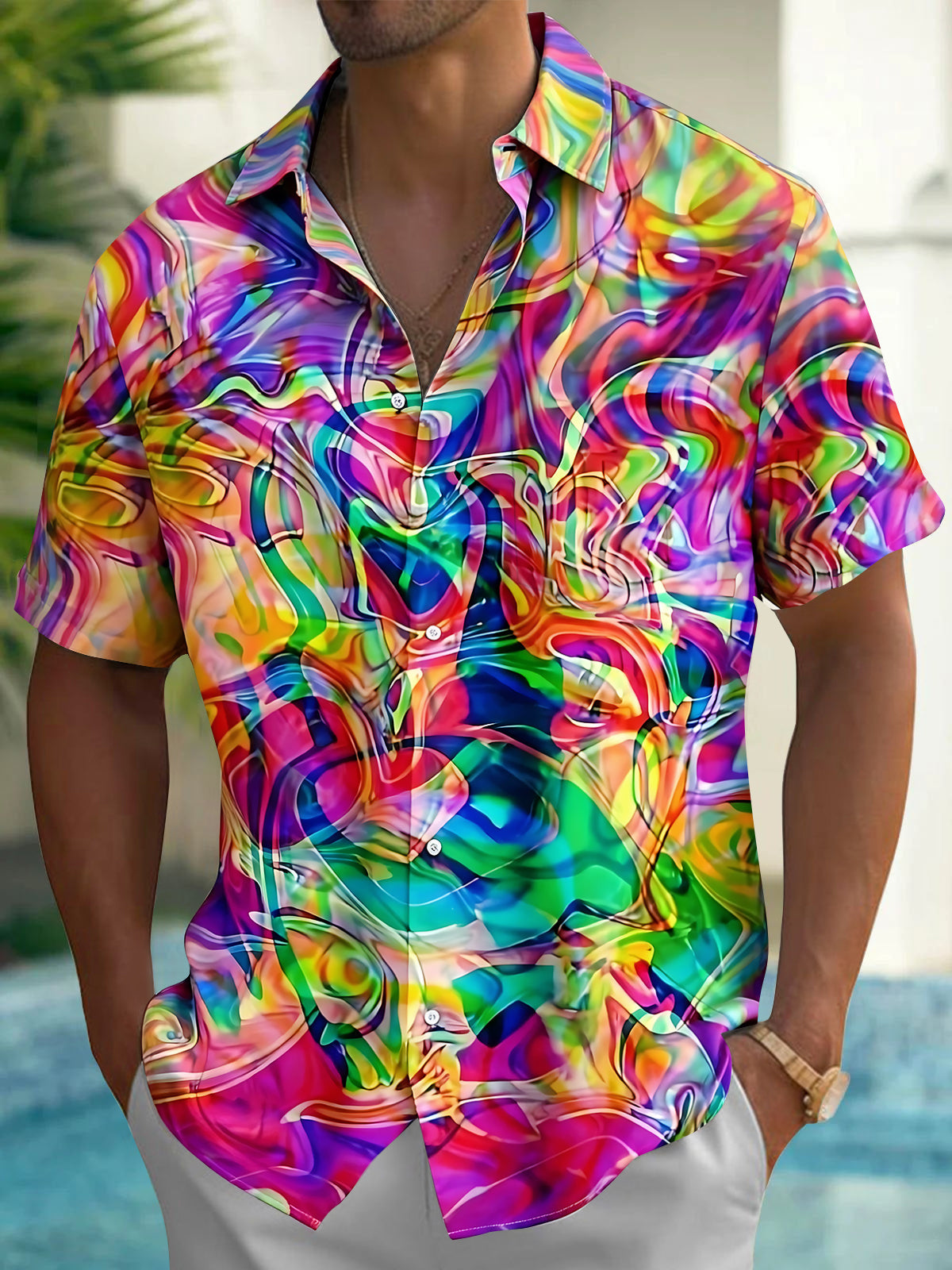 Abstract Men's Pocket Short Sleeve Shirts