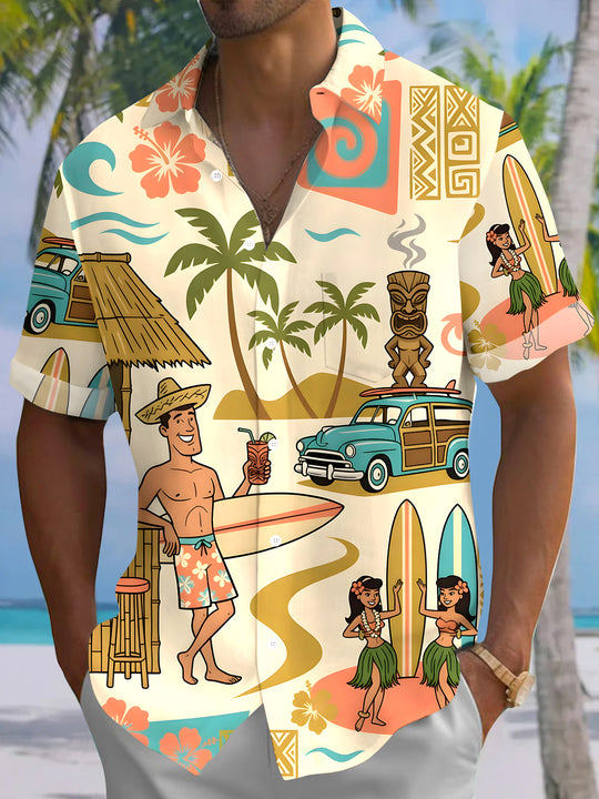 men's Hawaiian shirt front view tropical beach vacation