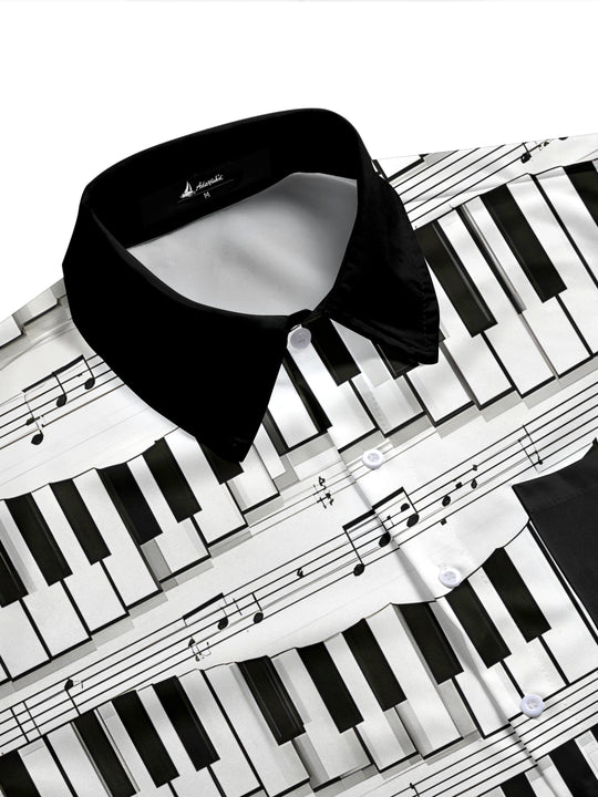 Piano Men's Pocket Short Sleeve Shirts