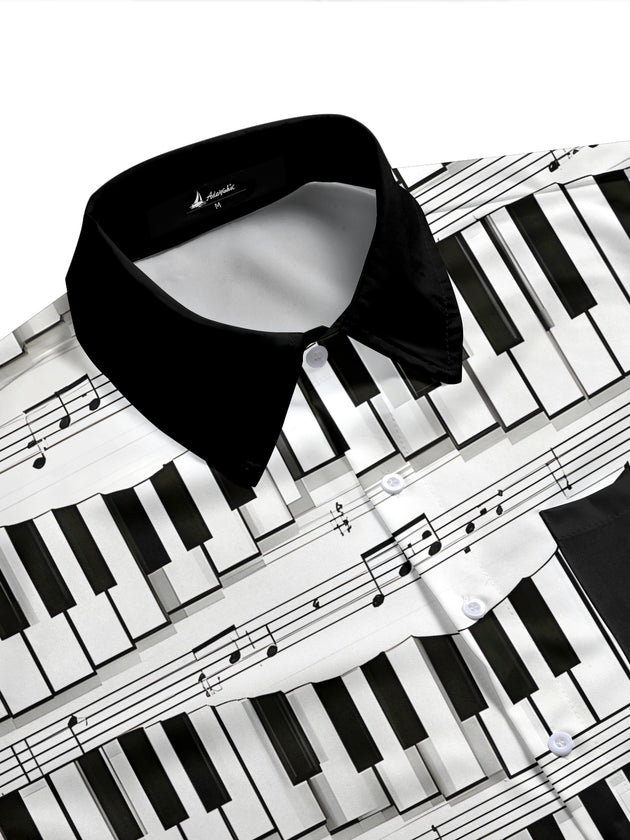 Piano Men's Pocket Short Sleeve Shirts