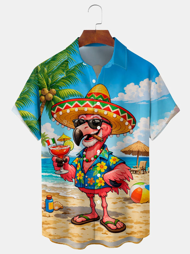 men's Hawaiian shirt front view beach vacation