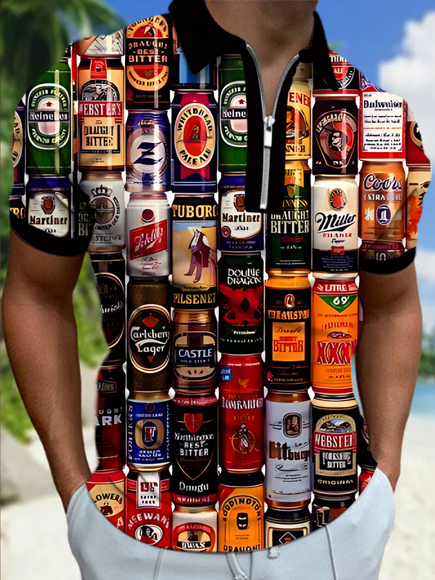 men's beer print shirt front view