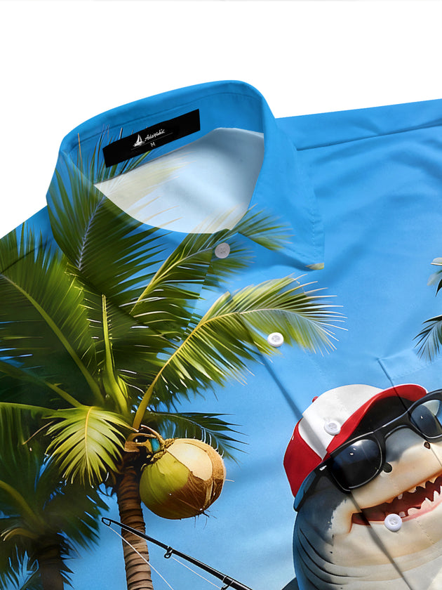 Hawaiian Shark Men's Pocket Short Sleeve Shirts