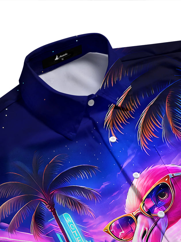 Hawaiian Flamingo Men's Pocket Short Sleeve Shirts