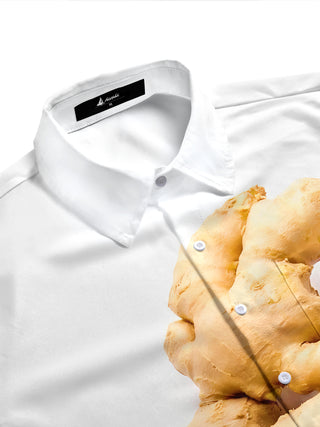 Men's ginger print pocket shirt, half sleeve, side view