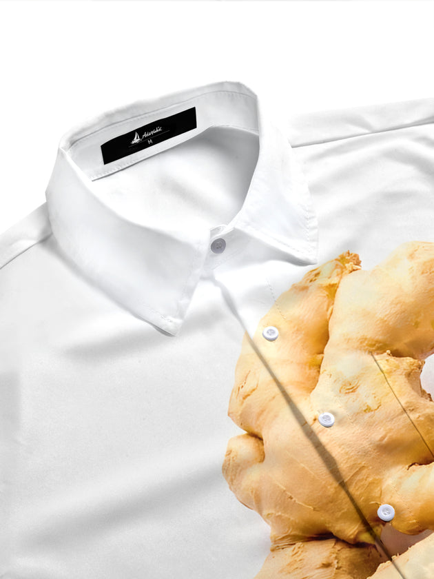 Men's ginger print pocket shirt, half sleeve, side view