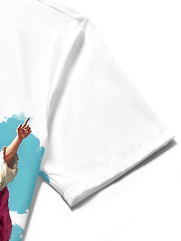 men's printed shirt close-up short sleeve