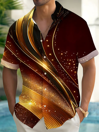 Men abstract print short sleeve shirt front view