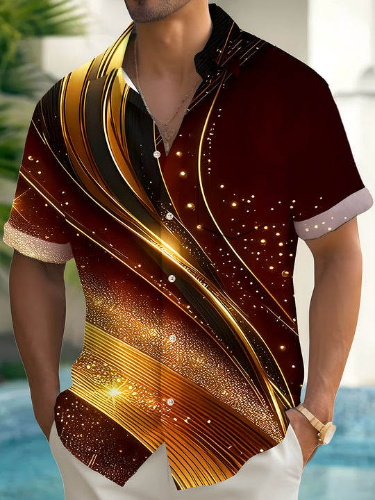 Men abstract print short sleeve shirt front view