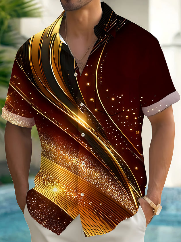 Men abstract print short sleeve shirt front view