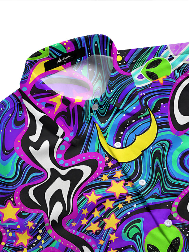 Abstract Alien Men's Pocket Short Sleeve Shirts