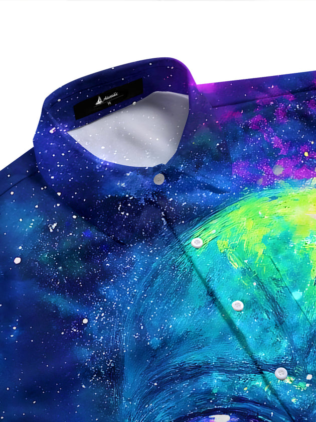 Tie Dye Alien Men's Pocket Short Sleeve Shirts