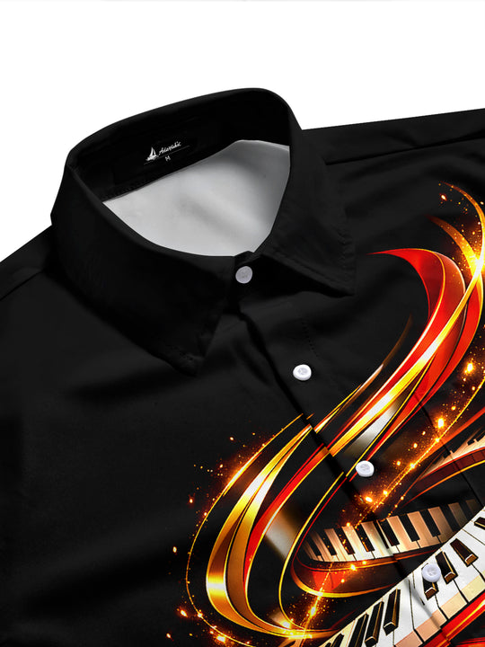 men's art print shirt side view