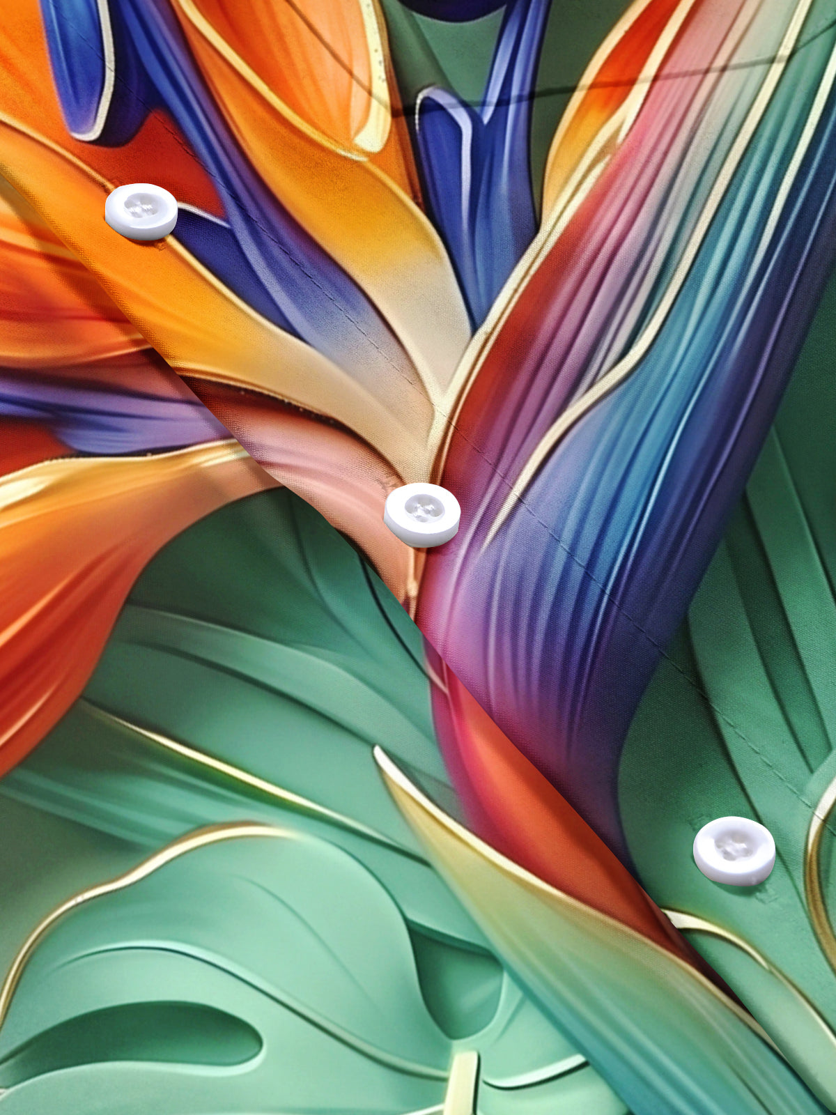 Adaychic Men's Short Sleeve Shirt - Bird Of Paradise Flower And Monstera Leaves Print with Chest Pocket