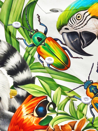 Adaychic Men's Rainforest Animals And Tropical Plants Print Short Sleeve Shirt with Chest Pocket