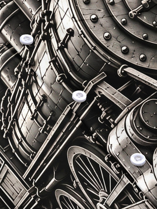 Adaychic Men's Vintage Steam Train And Gears Print Short Sleeve Shirt with Chest Pocket