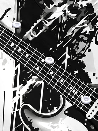 Musical Note Guitar Men's Pocket Short Sleeve Shirts