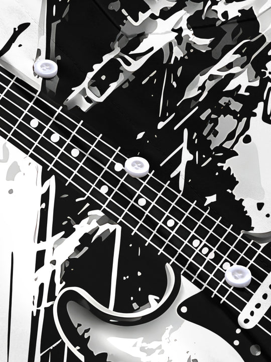 Musical Note Guitar Men's Pocket Short Sleeve Shirts