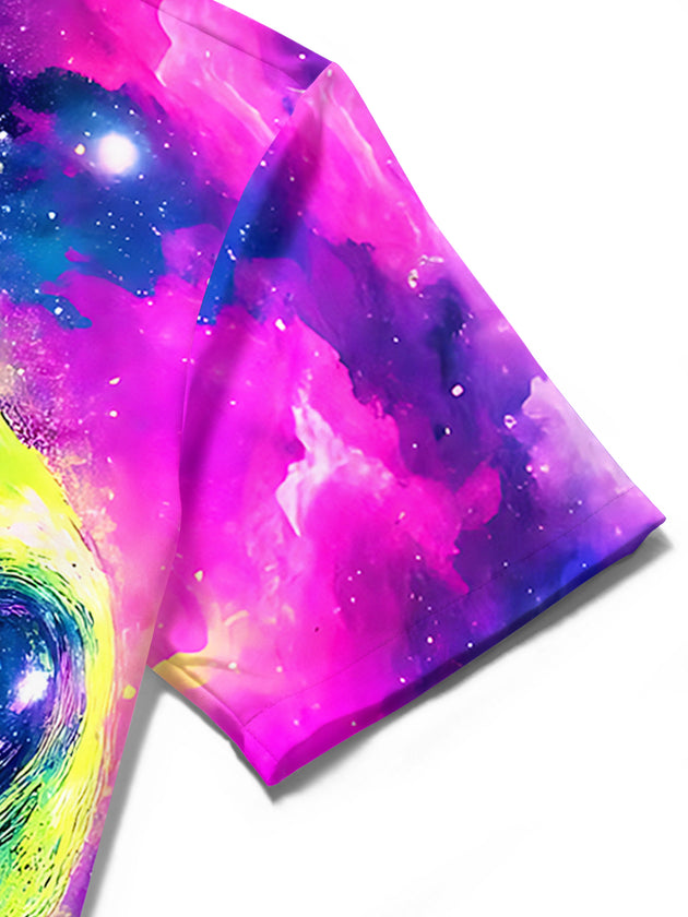 Tie Dye Alien Men's Pocket Short Sleeve Shirts