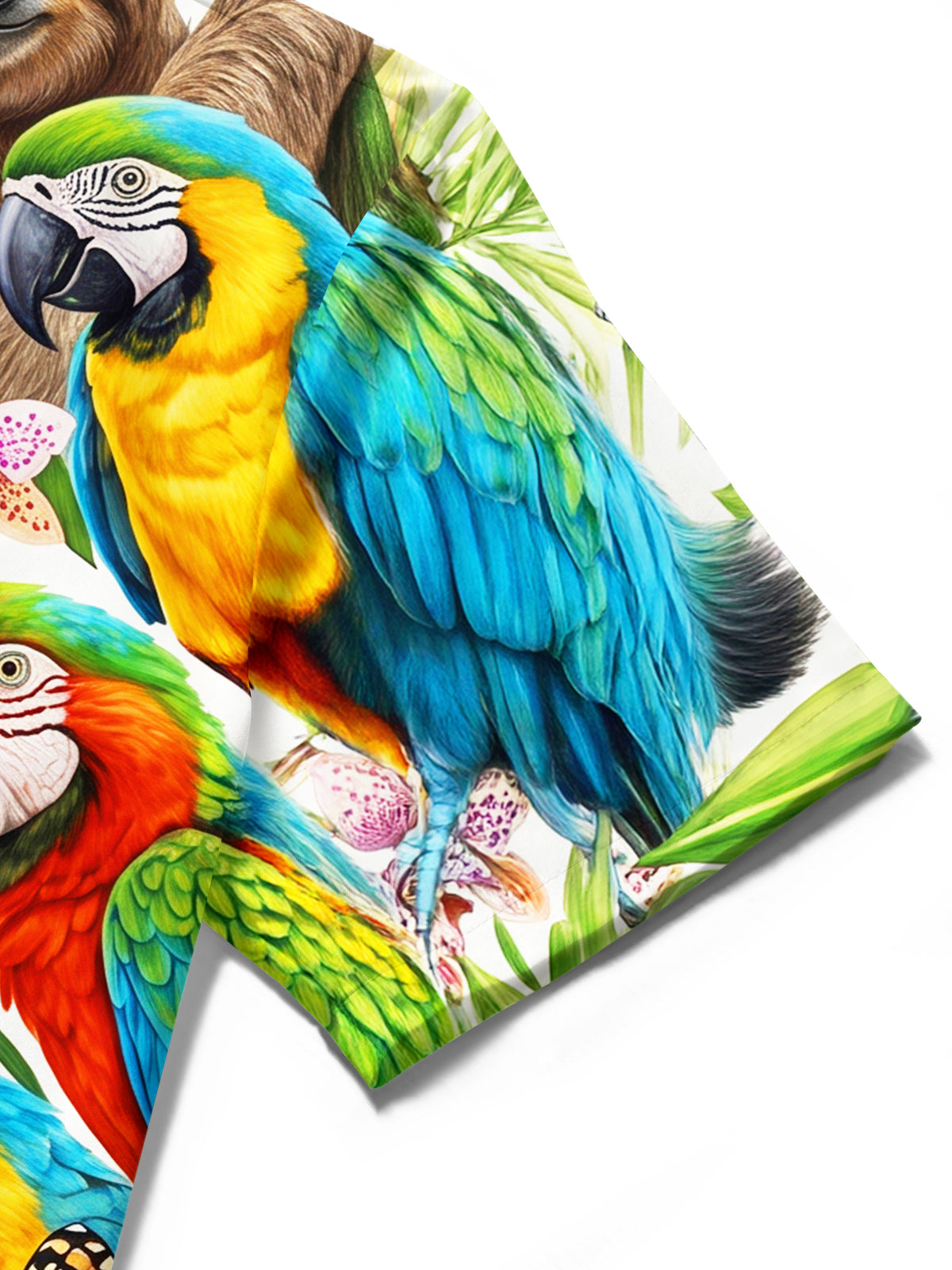 Adaychic Men's Rainforest Animals And Tropical Plants Print Short Sleeve Shirt with Chest Pocket