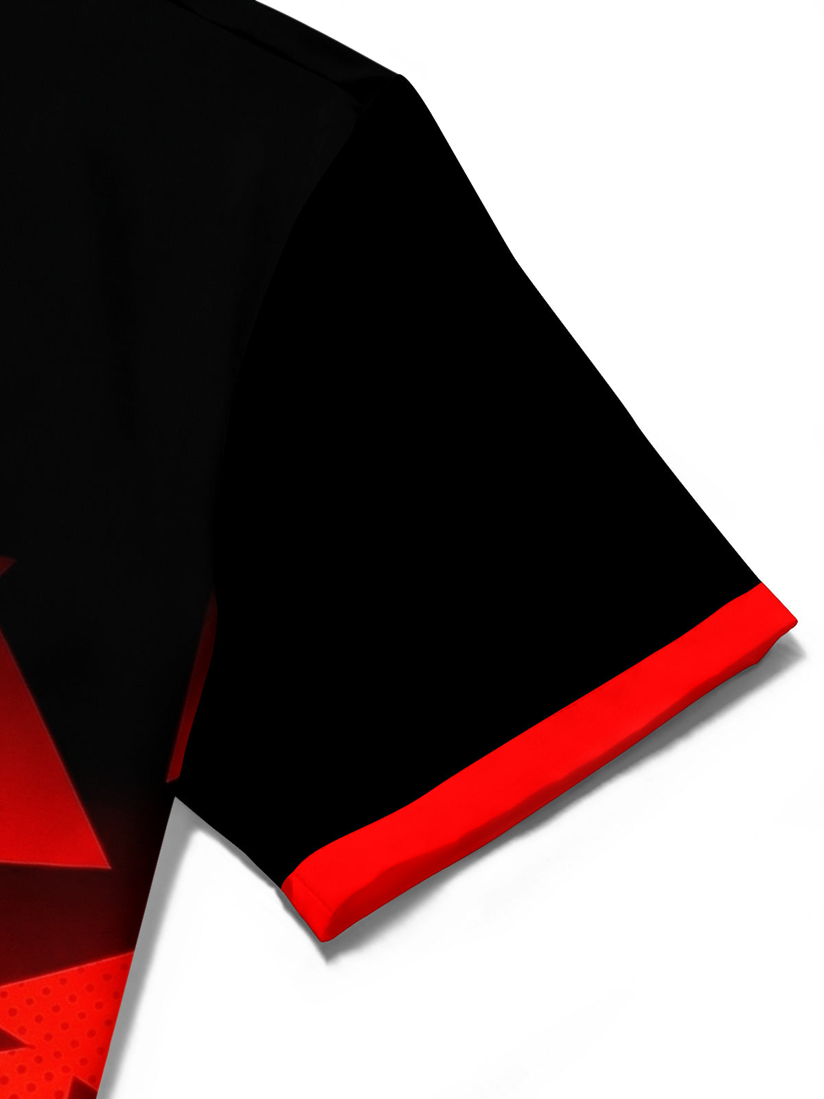 Adaychic Men's Graphic Black Red Geometric Triangle Print Short Sleeve Button Down Shirt with Chest Pocket