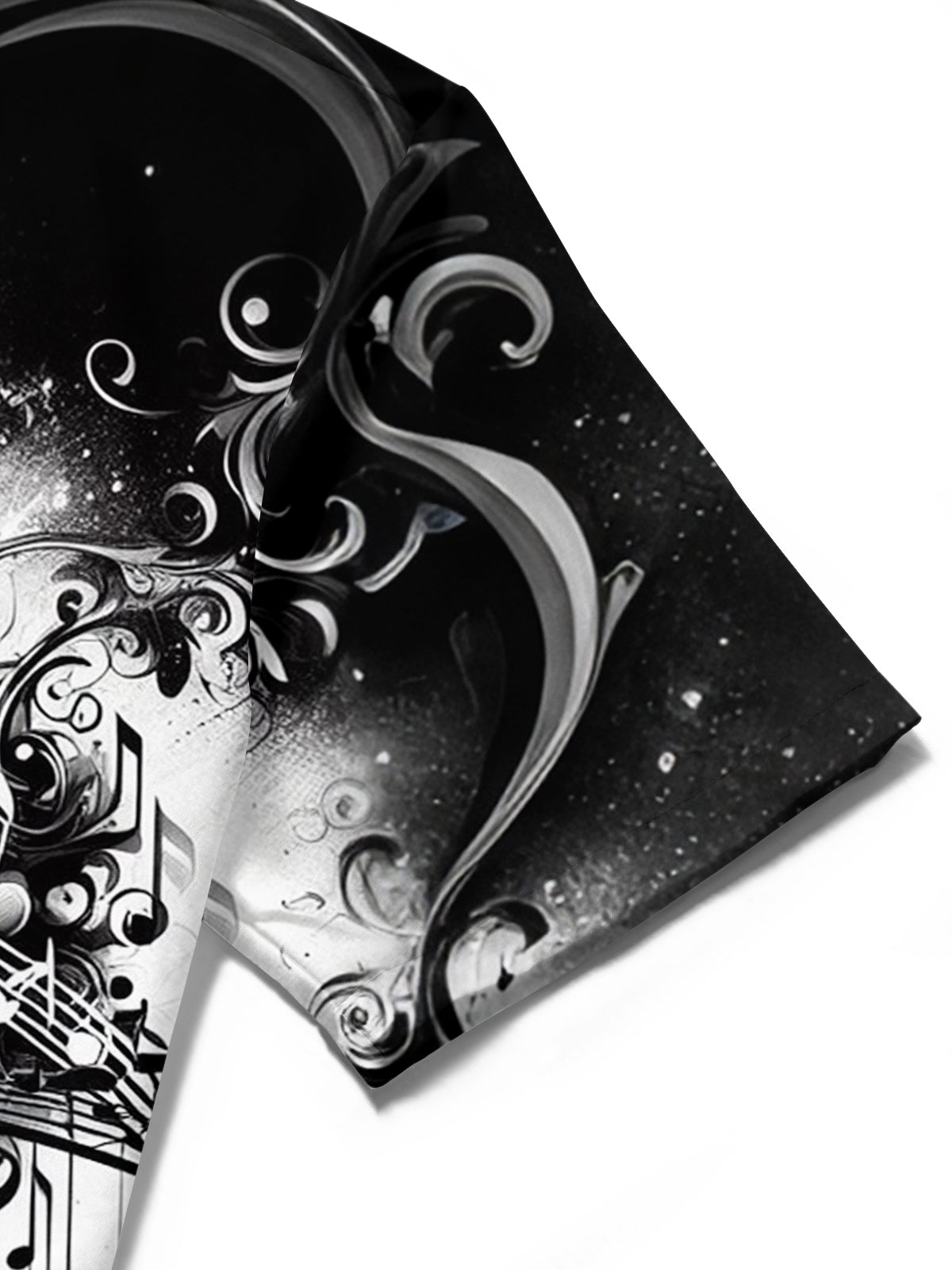 Adaychic Men's Graphic Music Notes Print Heart Swirls Print Short Sleeve Shirt with Chest Pocket