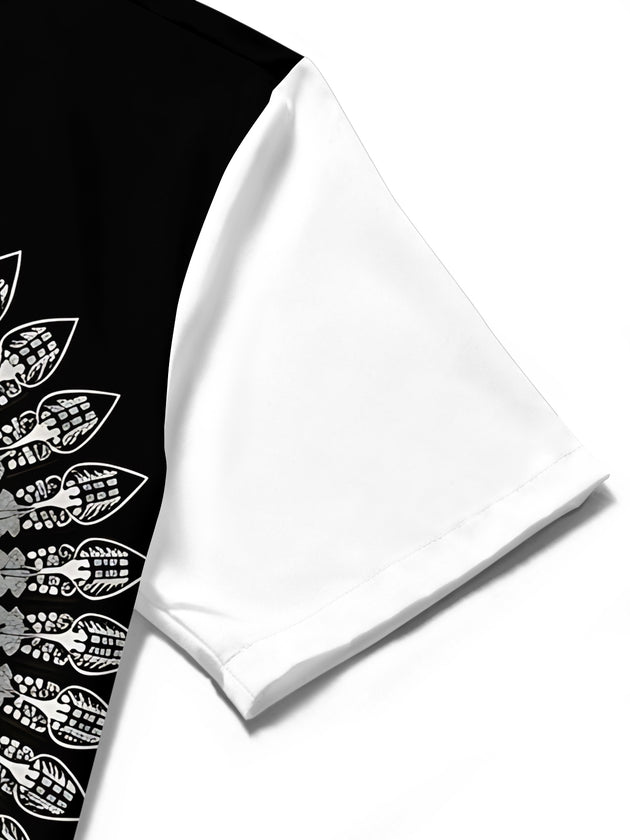 Adaychic Men's Graphic Guitar Mandala Print Short Sleeve Shirt with Chest Pocket