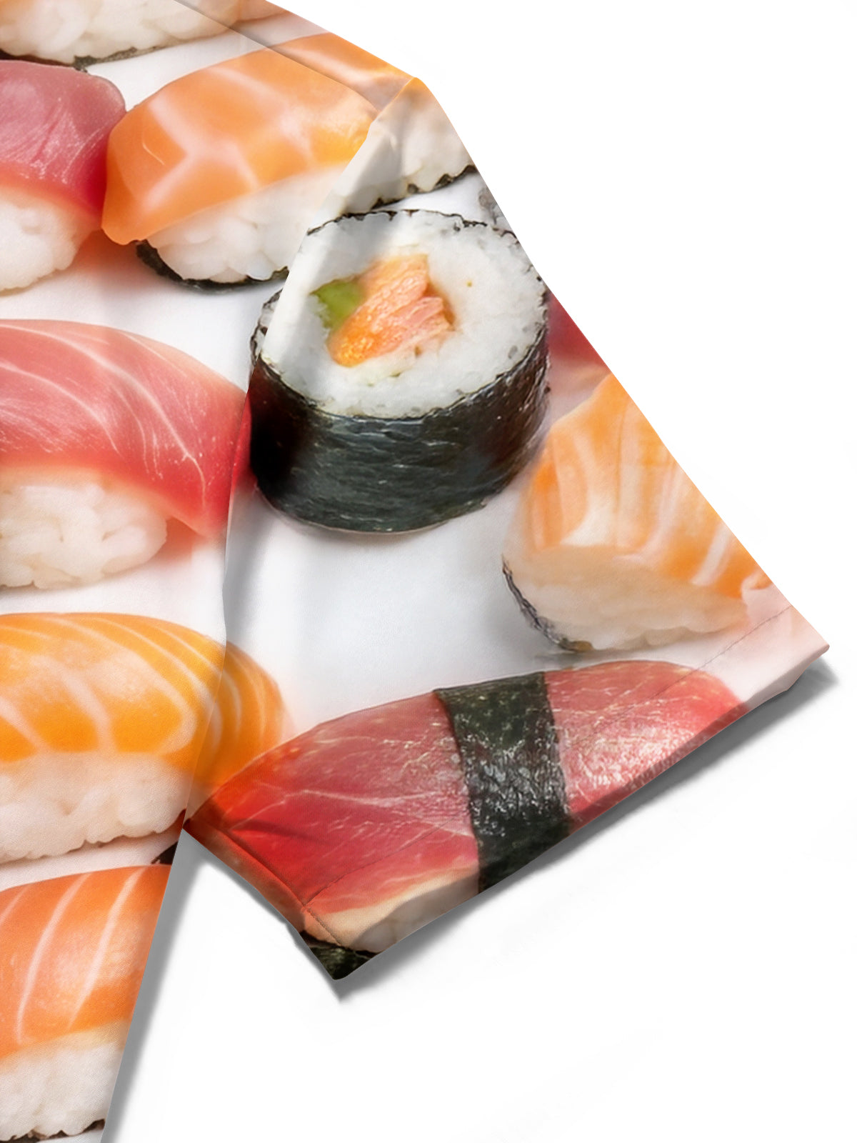 Adaychic Men's Hawaiian Sushi Rolls And Nigiri Print Short Sleeve Shirt with Chest Pocket