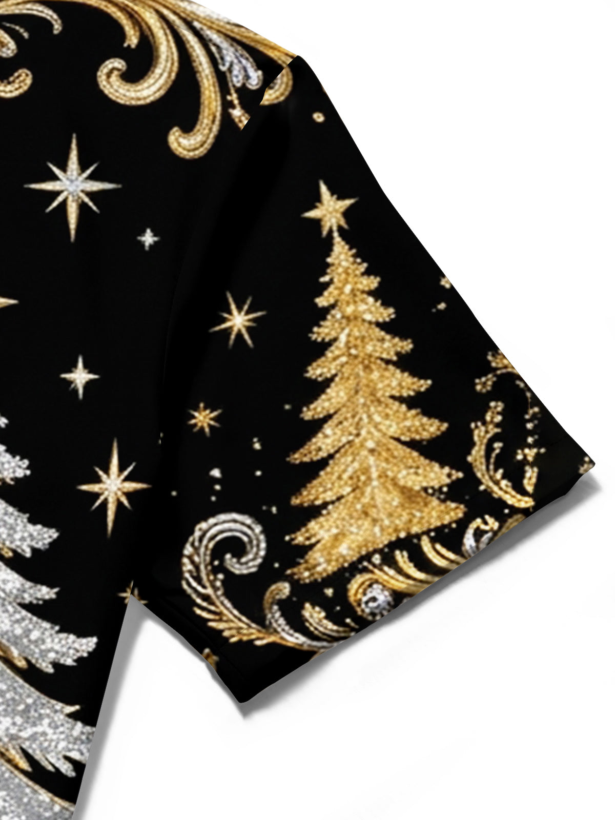 Adaychic Men's Christmas Sleigh And Christmas Trees Print Short Sleeve Shirt with Chest Pocket